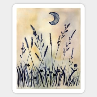 Wild Meadow under Moonlight Sticker